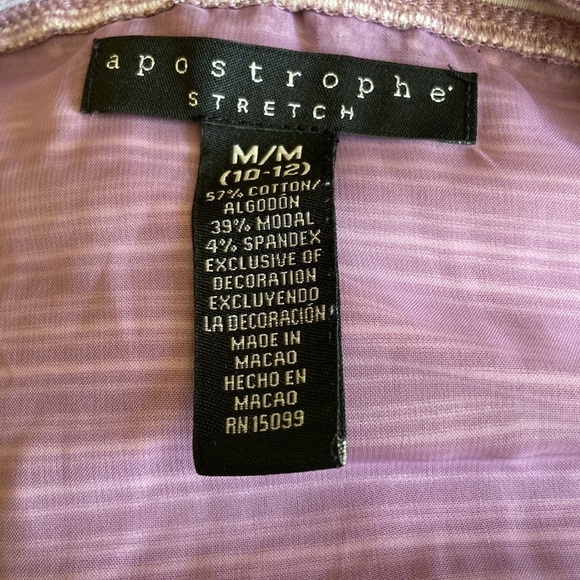 APOSTROPHE stretch striped cap sleeve top Purple and White Medium - Picture 5 of 7